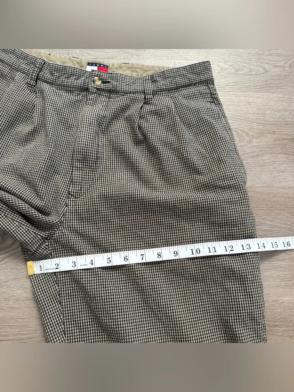 Vintage 90s Tommy Hilfiger High Waist Pleated Houndstooth Pants ACTUAL Sz 32x27